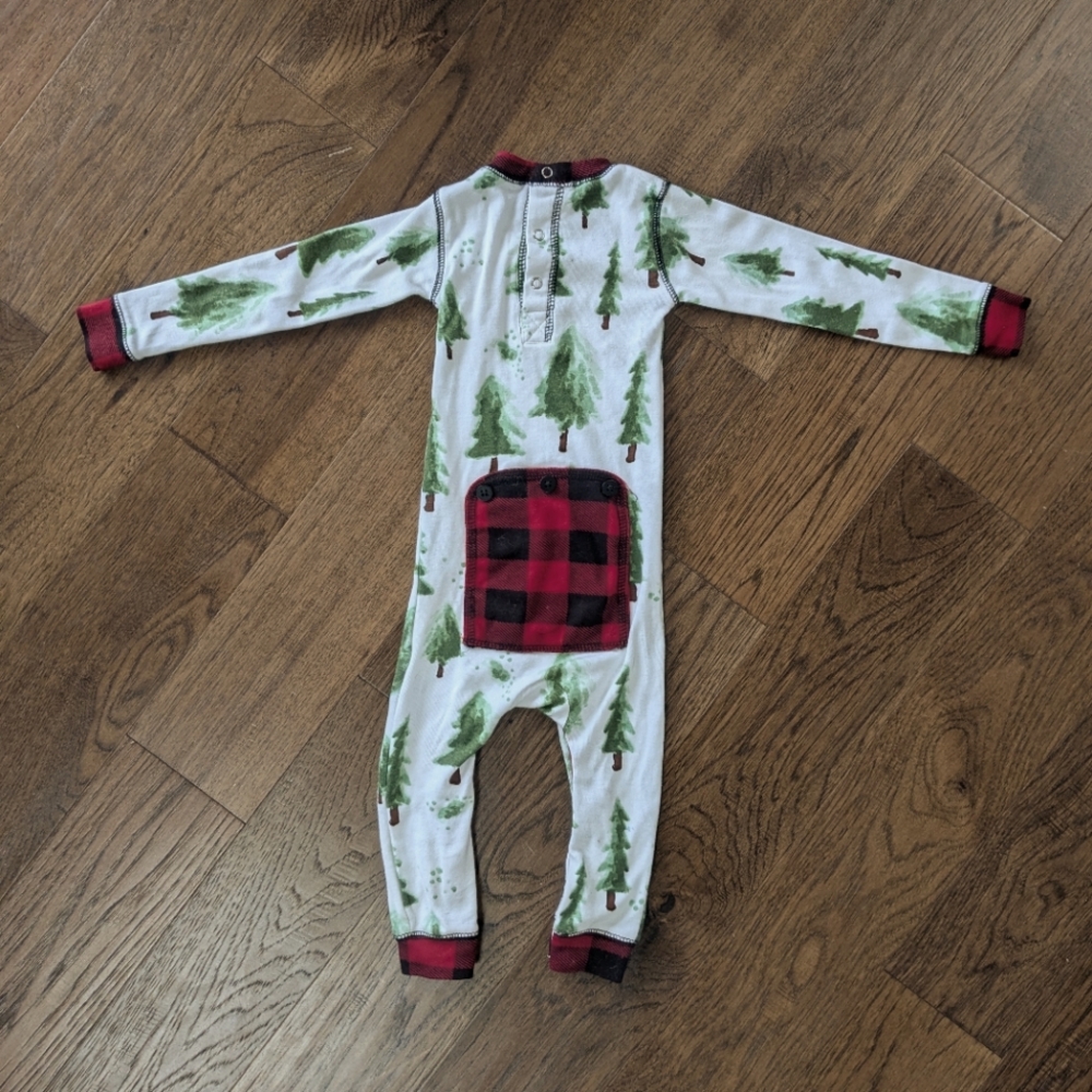 Butt Flap Christmas Onesie with Red Accents